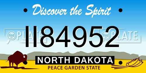 II84952 North Dakota License Plate