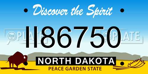 II86750 North Dakota License Plate