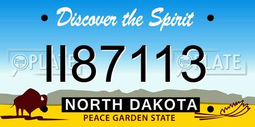 II87113 North Dakota License Plate