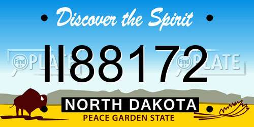 II88172 North Dakota License Plate
