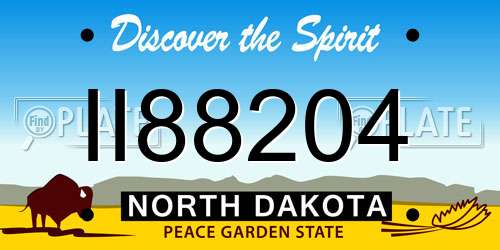 II88204 North Dakota License Plate