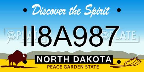 II8A987 North Dakota License Plate