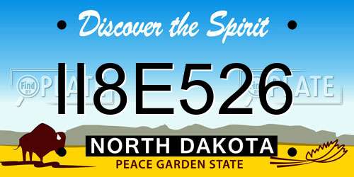II8E526 North Dakota License Plate