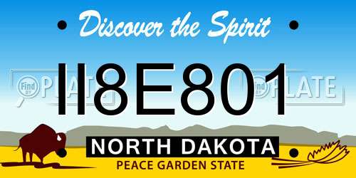II8E801 North Dakota License Plate
