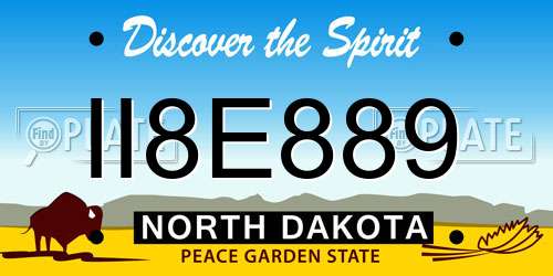 II8E889 North Dakota License Plate