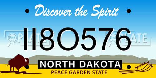 II8O576 North Dakota License Plate