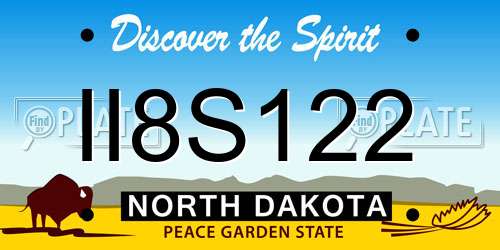 II8S122 North Dakota License Plate