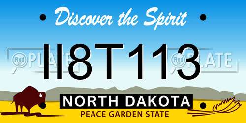 II8T113 North Dakota License Plate