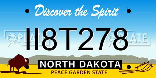 II8T278 North Dakota License Plate