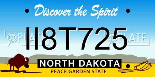 II8T725 North Dakota License Plate