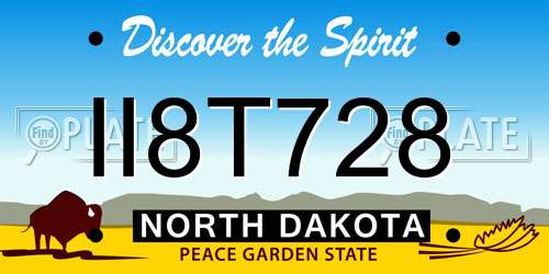 II8T728 North Dakota License Plate