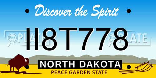 II8T778 North Dakota License Plate
