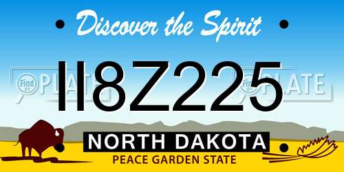 II8Z225 North Dakota License Plate