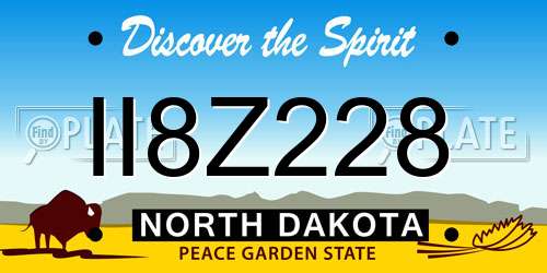 II8Z228 North Dakota License Plate