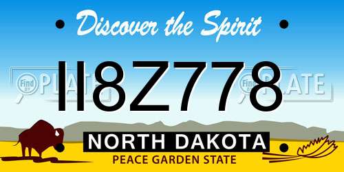 II8Z778 North Dakota License Plate