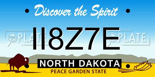 II8Z7E North Dakota License Plate