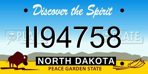 II94758 North Dakota License Plate