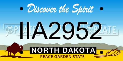 IIA2952 North Dakota License Plate
