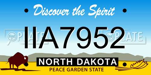 IIA7952 North Dakota License Plate