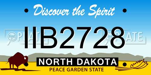 IIB2728 North Dakota License Plate