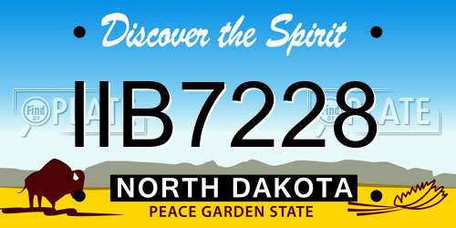 IIB7228 North Dakota License Plate
