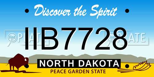 IIB7728 North Dakota License Plate