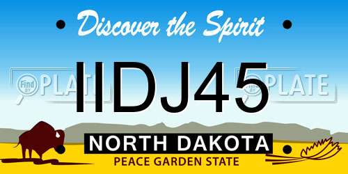 IIDJ45 North Dakota License Plate
