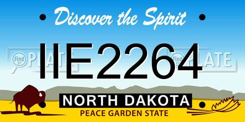IIE2264 North Dakota License Plate