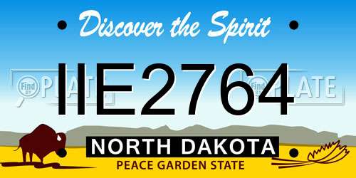 IIE2764 North Dakota License Plate
