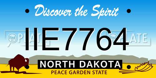 IIE7764 North Dakota License Plate