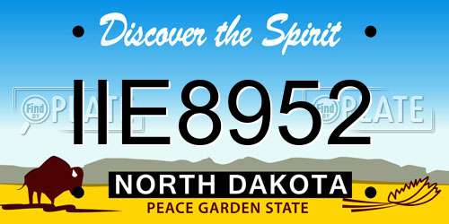IIE8952 North Dakota License Plate