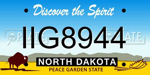 IIG8944 North Dakota License Plate
