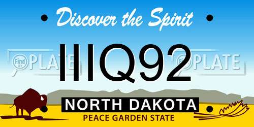 IIIQ92 North Dakota License Plate