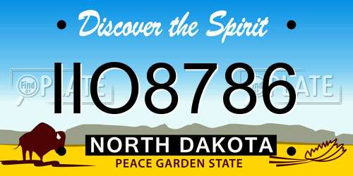 IIO8786 North Dakota License Plate