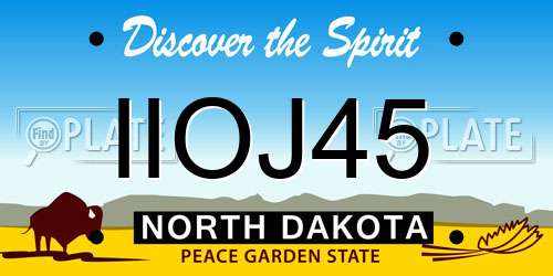 IIOJ45 North Dakota License Plate