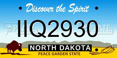IIQ2930 North Dakota License Plate
