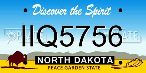 IIQ5756 North Dakota License Plate