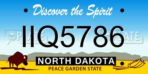IIQ5786 North Dakota License Plate