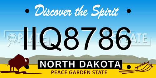 IIQ8786 North Dakota License Plate