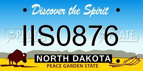 IIS0876 North Dakota License Plate