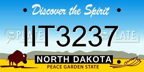 IIT3237 North Dakota License Plate