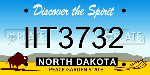 IIT3732 North Dakota License Plate