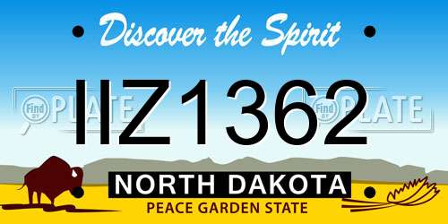 IIZ1362 North Dakota License Plate