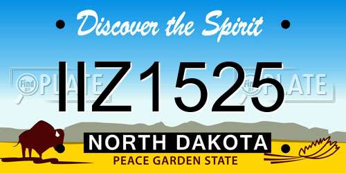 IIZ1525 North Dakota License Plate