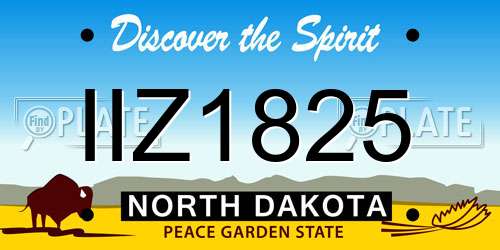 IIZ1825 North Dakota License Plate