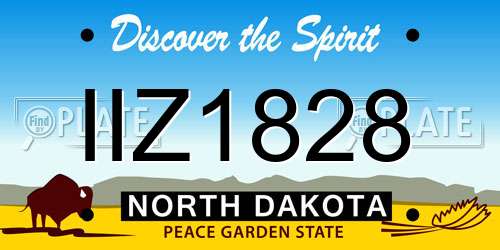 IIZ1828 North Dakota License Plate