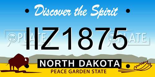 IIZ1875 North Dakota License Plate