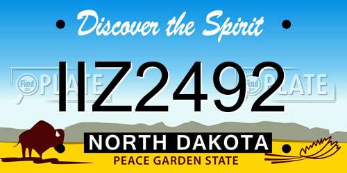 IIZ2492 North Dakota License Plate