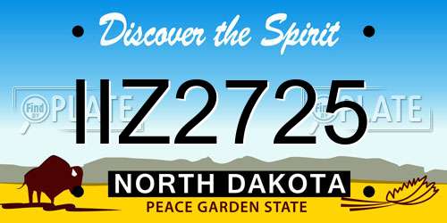 IIZ2725 North Dakota License Plate