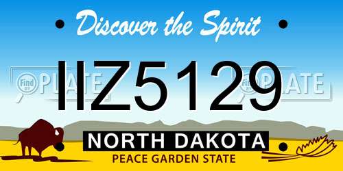 IIZ5129 North Dakota License Plate